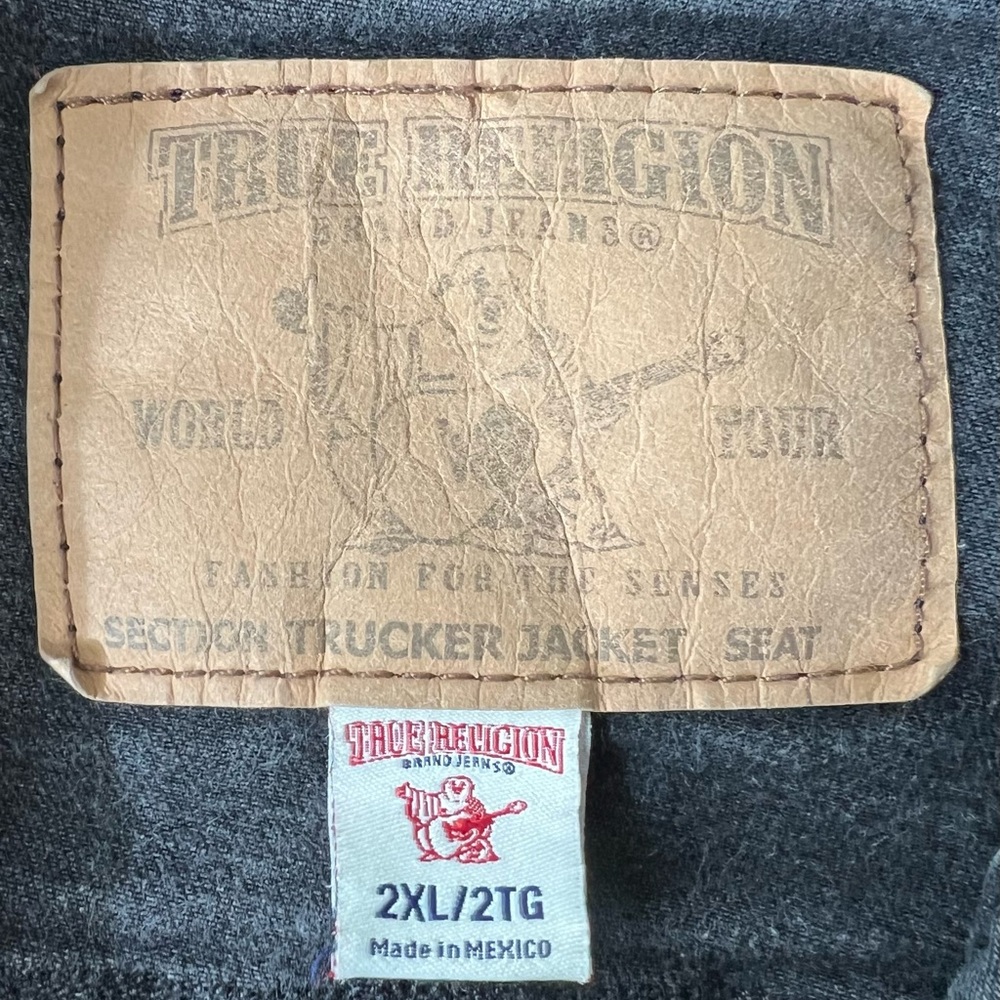 True Religion Black Denim Jacket Trucker Streetwear Size XL - Picture 7 of 10
